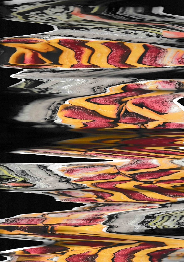 All works 2021. From left to right: Eggs on Toast, Being Two Ain't Easy, Beetroot Pasta, Beetroot Pasta 2, Salmon 2