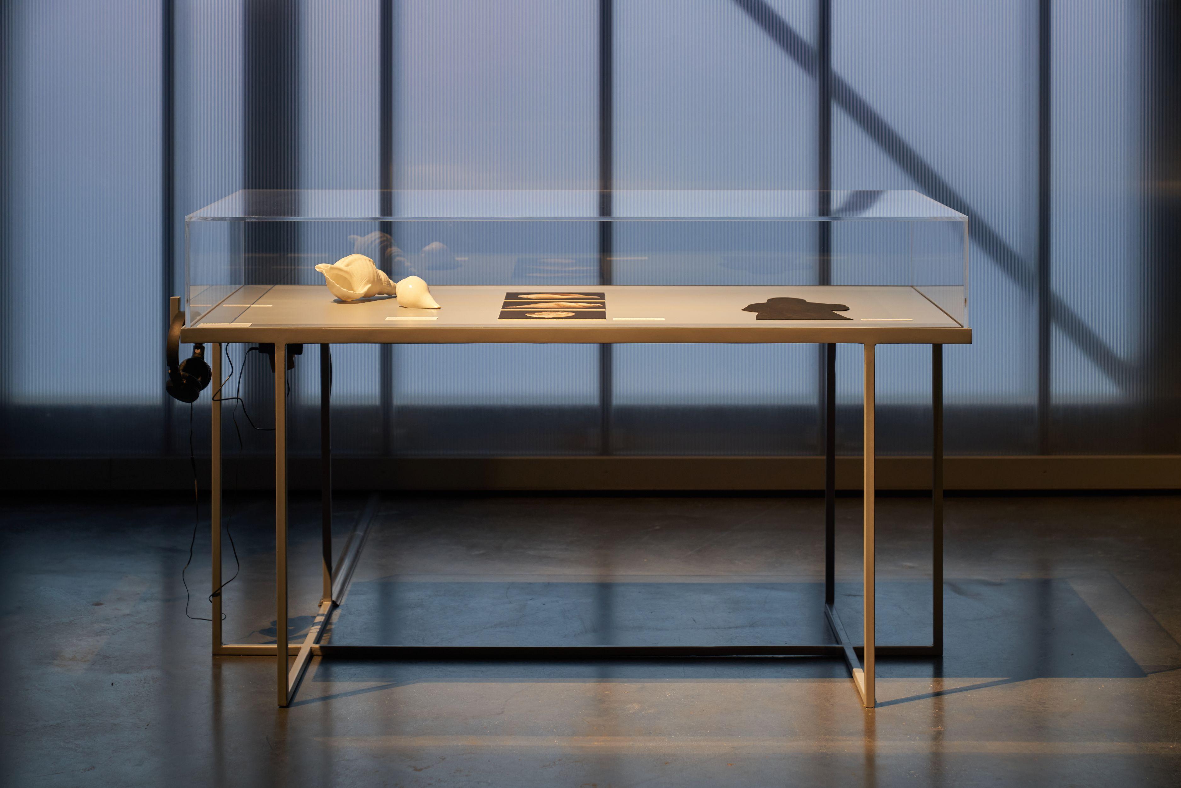 Display Detail of A Slightly Curving Place presented by Alserkal Arts Foundation at Concrete Alserkal Avenue 2022. Image courtesy of Alserkal Photo by Musthafa Aboobacker