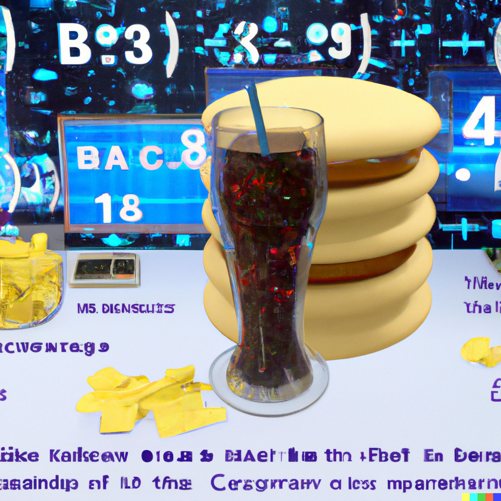DALL-E - Babbage computer in the Metaverse floating through space calculating the math of crisps sandwiched and cola in the style of cold 3D animation