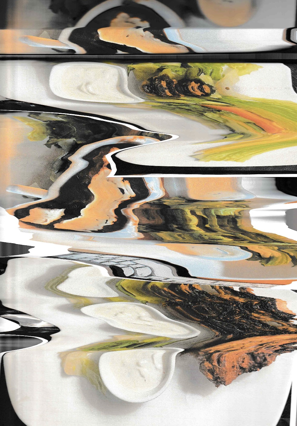 All works 2021. From left to right: American Style Cheesecake, Dinner 1, Dinner 2, Roast Lamb, Steel Magnolias 1989