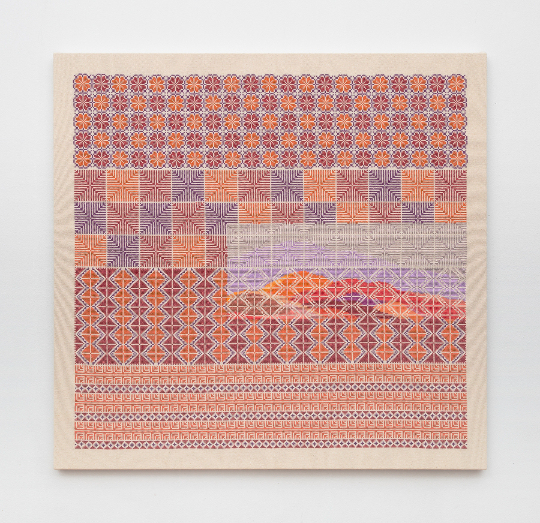 Jordan Nassar Hope Of My Life 2018 Hand embroidered cotton on cotton 34 5 x 3622 Hx W 87 63 x 91 44 cm