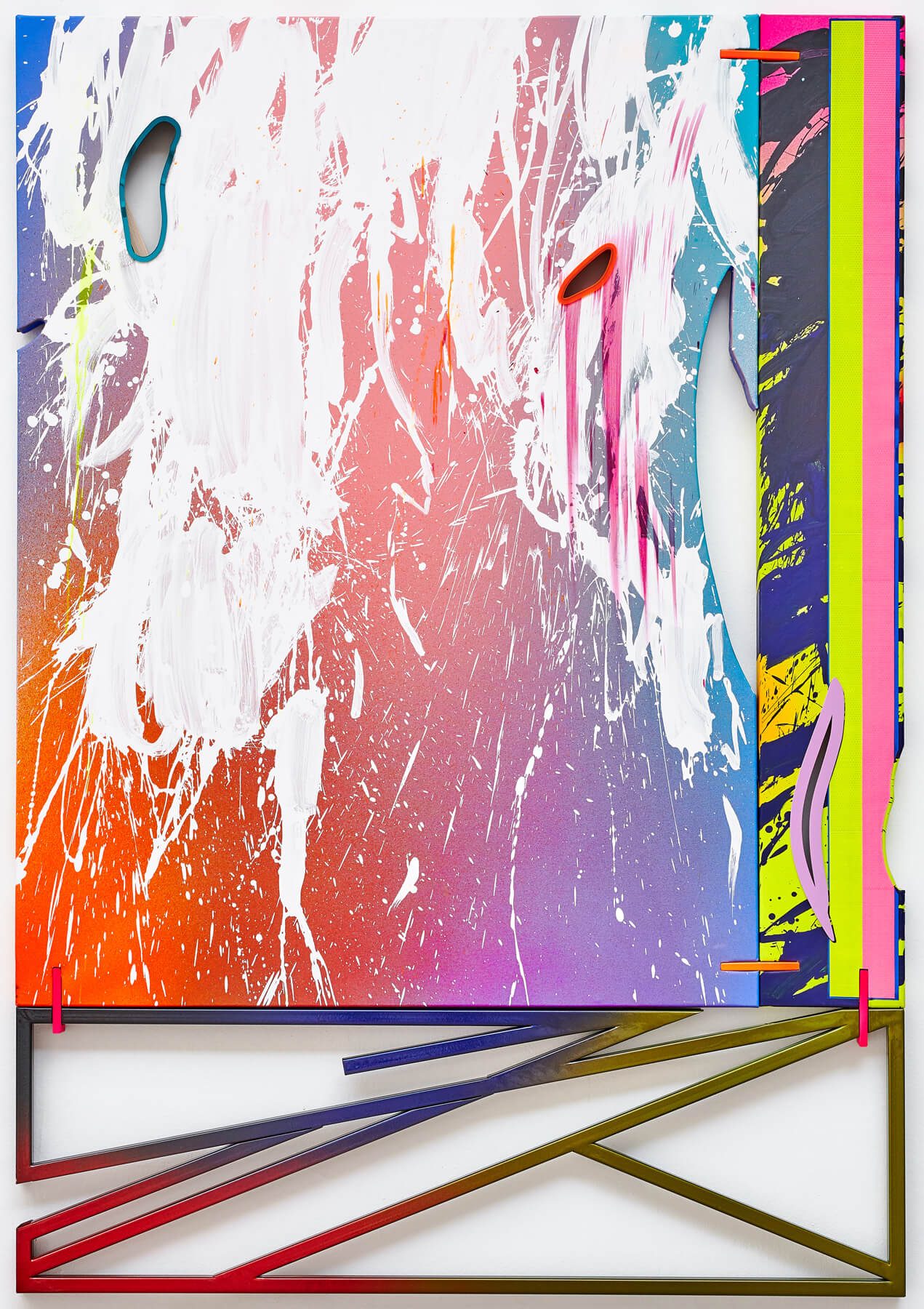 Márton NEMES: Tomorrow15, 2019, acrylic, laser-cut plastic steel, wood, canvas, 196x136 cm