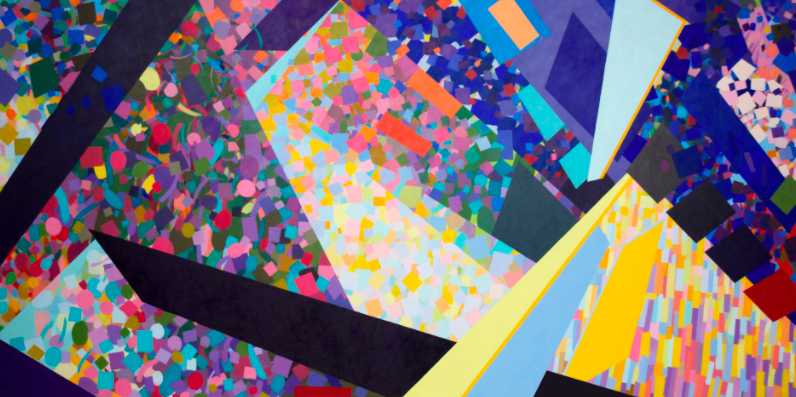 Samia Halaby 'Pyramids' 217 X 434 cm. Acrylic on Canvas 2011