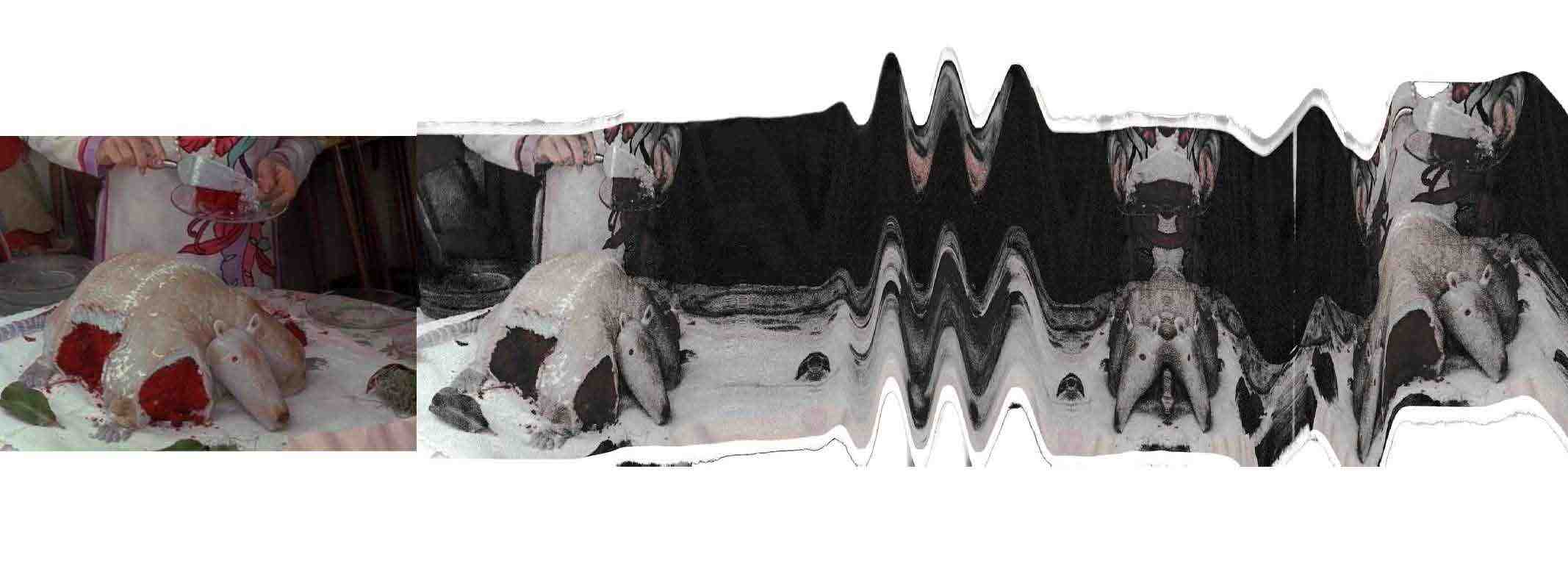 All works 2021. From left to right: American Style Cheesecake, Dinner 1, Dinner 2, Roast Lamb, Steel Magnolias 1989