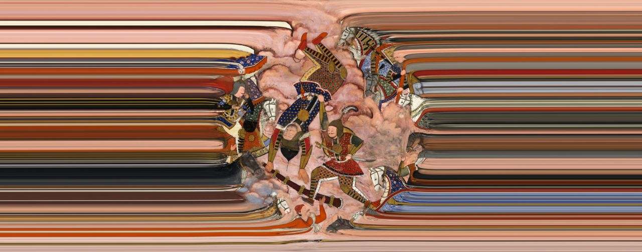 The Battle of Mazandaran, 2022, Oil on canvas, 150 X 450 cm